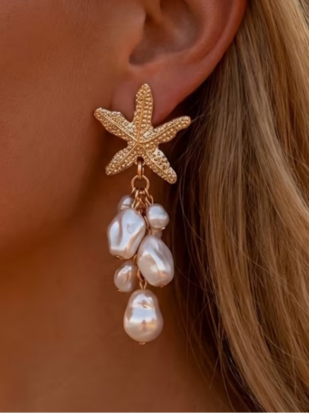 GOLD STARFISH FASHION EARRINGS NWT